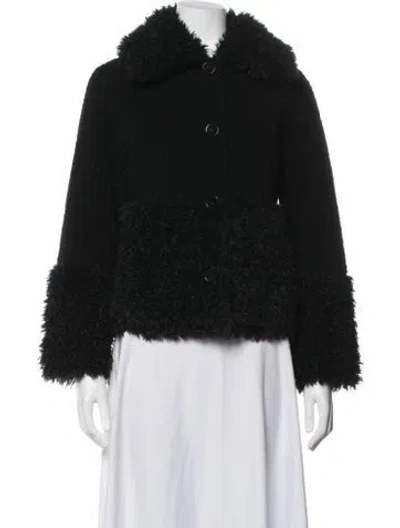 Pre-owned Maje Fur Faux Fur Jacket In Black