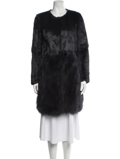 Pre-owned Maje Fur Fur Coat In Blue