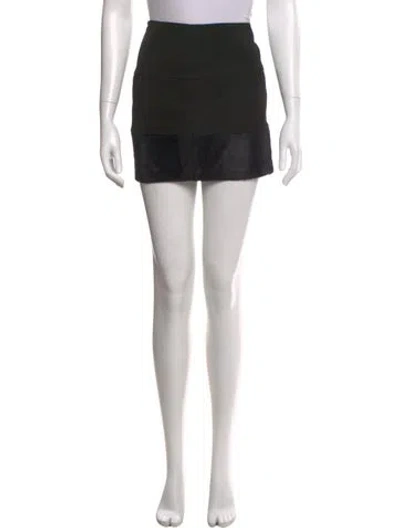 Pre-owned Maje Fur Trim Mini Skirt In Black