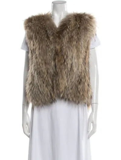 Pre-owned Maje Fur Vest In Brown