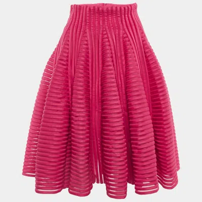 Maje Fushia Pink Neoprene Mesh Flared Skirt