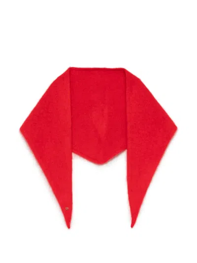 Maje Fuzzy Triangular Scarf In Red