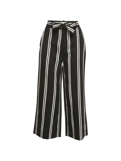 Pre-owned Maje Gabardine Striped-pattern Trousers In Black
