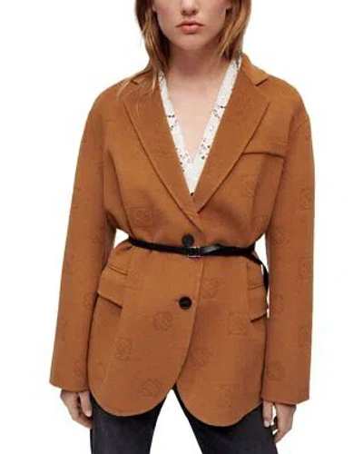 Pre-owned Maje Galarover Wool Coat Women's Brown T1