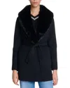 Maje Galaxyon Faux Fur Collar Coat In Black