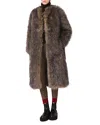 Maje Gastoni Faux Fur Coat In Multi