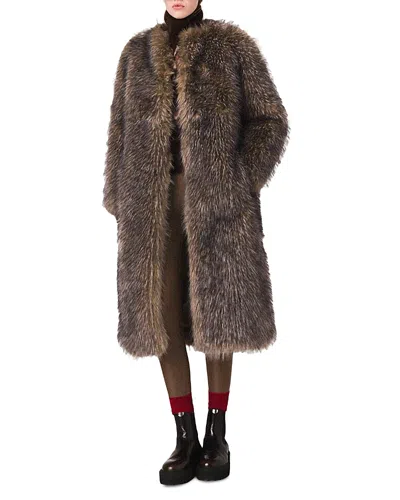 MAJE GASTONI FAUX FUR COAT