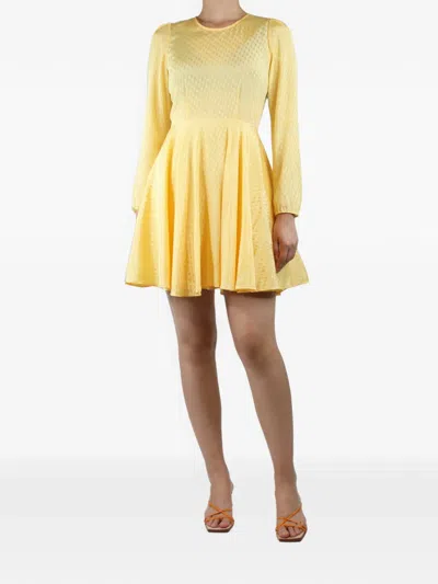 Pre-owned Maje Gathered Jacquard Mini Dress In Yellow
