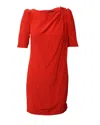 Shop Maje Gathered Shoulder Detail Mini Dress In Red Silk