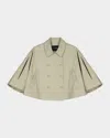 Maje Gecapi Cape-effect Short Trench Coat In Khaki
