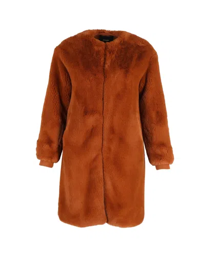 Maje Gemila Faux-fur Coat In Brown Polyester