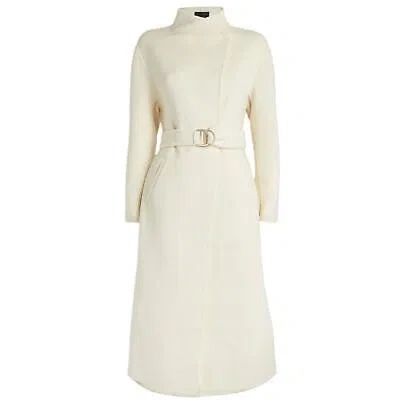 Pre-owned Maje Genesis Belted Long Coat Size 36 (us 4) In White