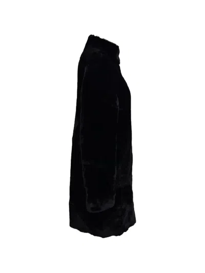 Pre-owned Maje Gibson Shearling Coat In Black