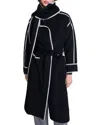 Maje Two-tone Double-faced Coat In Black/white