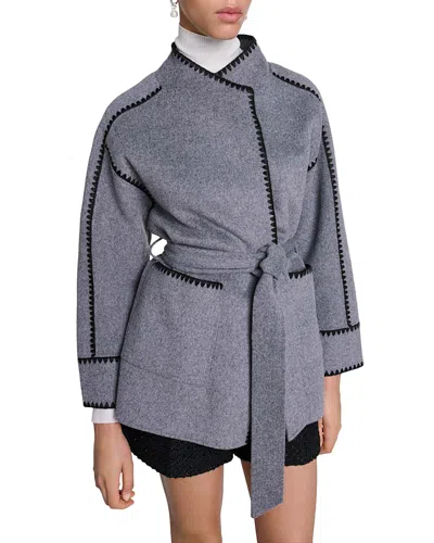 Maje Gicolori Coat In Grey/black