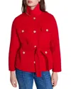 Maje Embossed-button Jacket In Red