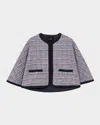 Maje Tweed Cape With Contrasting Trim In Blue/red