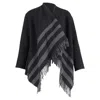 Maje Gilla Jacquard Fringe Cardigan In Grey Wool In Grey
