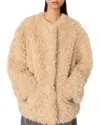 Maje Faux-shearling Jacket In Beige