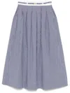 Maje Womens Gingham-print Belted Cotton Maxi Skirt Bicolore In Blau