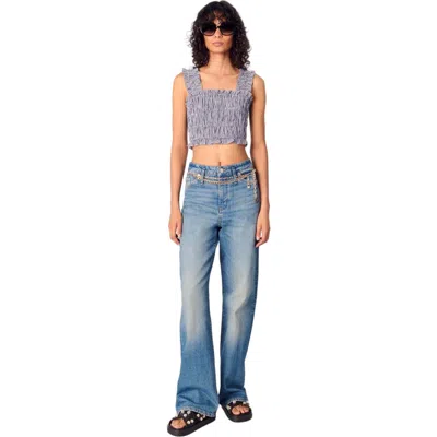 MAJE MAJE GINGHAM SMOCKED CROP TOP