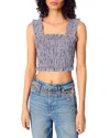 Maje Womens Gingham-print Sleeveless Smocked Crop Top Bicolore In Navy/white