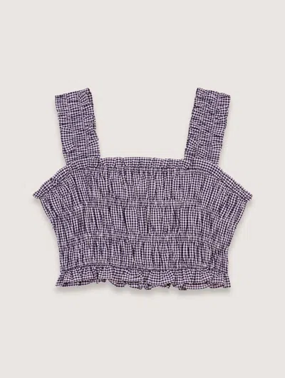 MAJE GINGHAM SMOCKED TOP