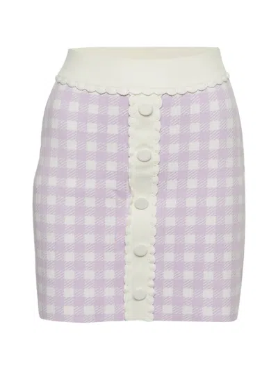 Pre-owned Maje Gingham-knit Mini Skirt In Purple