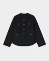 Maje Womens  Multi-pocket Round-neck Woven Coat In Black
