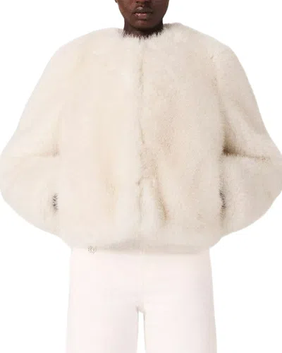 Maje Giroule Faux Fur Jacket In White