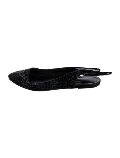 Pre-owned Maje Glitter Bow Accents Slingback Flats In Black