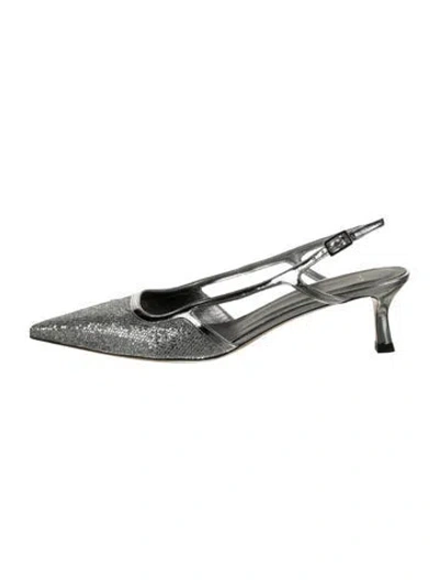 Pre-owned Maje Glitter Slingback Pumps In Silver