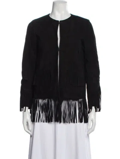 Pre-owned Maje Goat Leather Jacket In Black