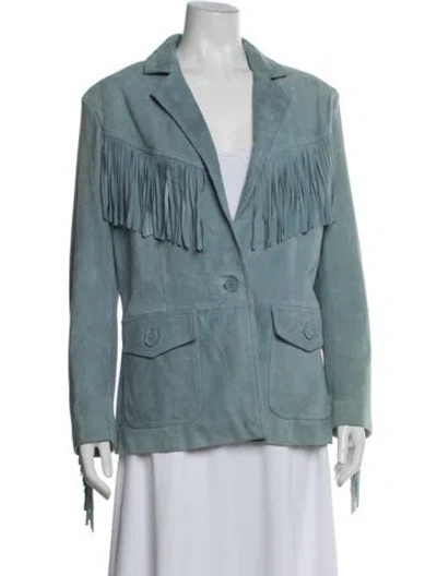 Pre-owned Maje Goat Leather Jacket In Blue
