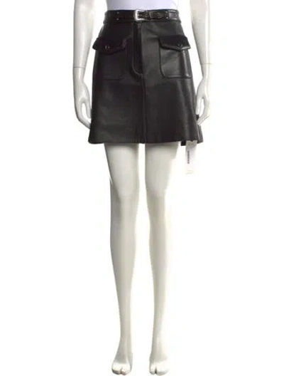 Pre-owned Maje Goat Leather Mini Skirt In Black