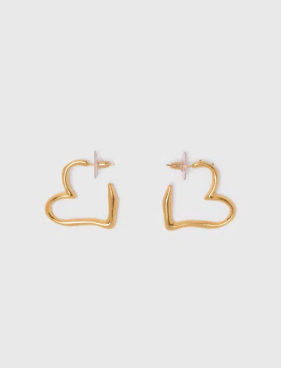Maje Woman's Brass Gold-plated Heart Hoop Earrings For Fall/winter