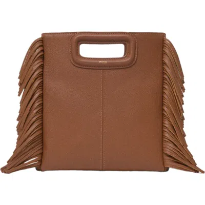 Maje Grained Leather M Bag In Brown