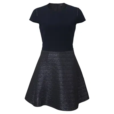 Maje Granaig Short Sleeve Mini Dress In Navy Blue Polyester