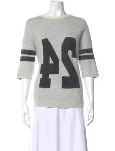 Pre-owned Maje Graphic Print Bateau Neckline Sweater In Gray