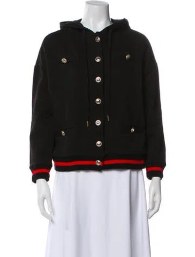 Pre-owned Maje Graphic Print Bomber Jacket In Black