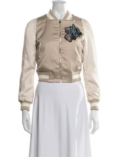 Pre-owned Maje Graphic Print Bomber Jacket W/ Tags In Neutral