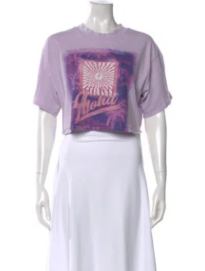 Pre-owned Maje Graphic Print Crew Neck Crop Top In White