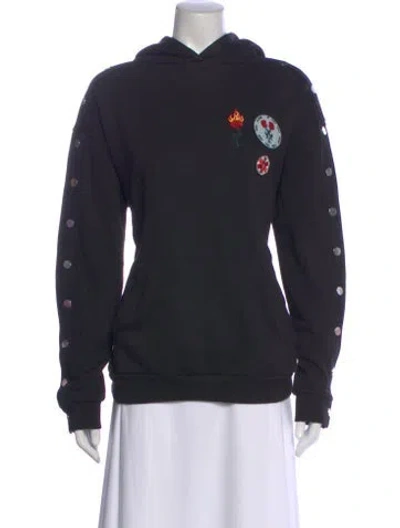 Pre-owned Maje Graphic Print Crew Neck Hoodie In Blue