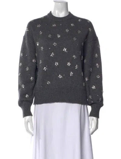 Pre-owned Maje Graphic Print Crew Neck Sweater In Black