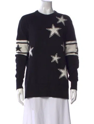 Pre-owned Maje Graphic Print Crew Neck Sweater In Black