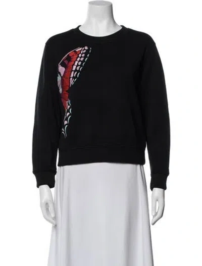 Pre-owned Maje Graphic Print Crew Neck Sweater In Black