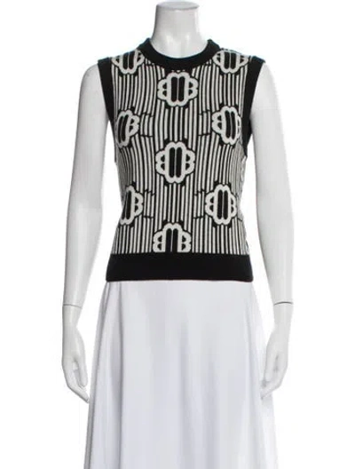 Pre-owned Maje Graphic Print Crew Neck Sweater In Black