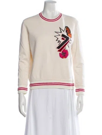 Pre-owned Maje Graphic Print Crew Neck Sweater In Neutral