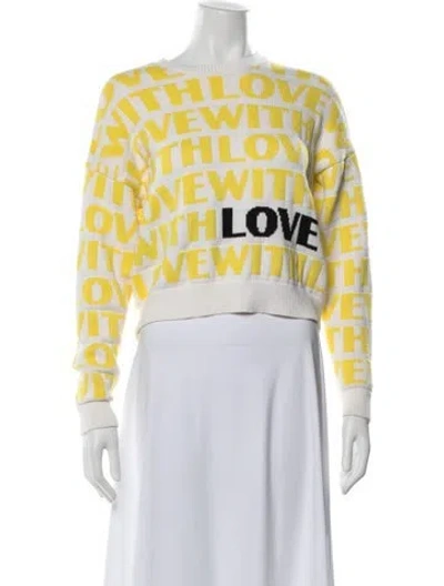 Pre-owned Maje Graphic Print Crew Neck Sweater In Yellow