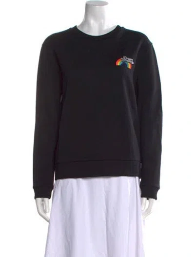 Pre-owned Maje Graphic Print Crew Neck Sweatshirt In Black